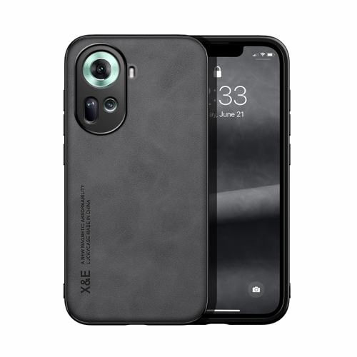 

For OPPO Reno11 5G Global Skin Feel Magnetic Leather Back Phone Case(Dark Grey)