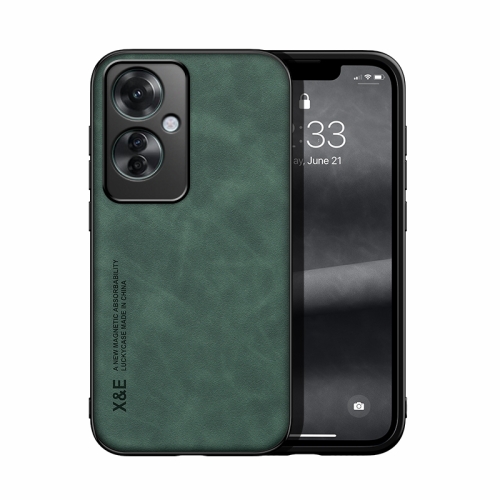 

For OPPO Reno11 F 5G Global Skin Feel Magnetic Leather Back Phone Case(Green)