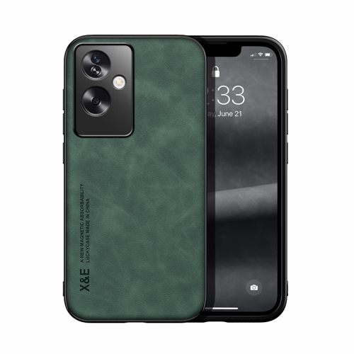 

For OPPO A2 Skin Feel Magnetic Leather Back Phone Case(Green)