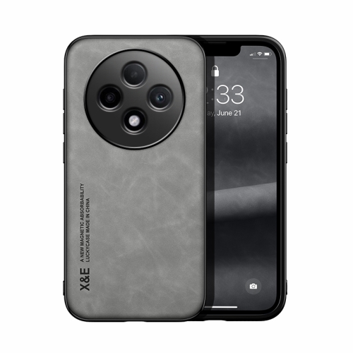 

For OPPO Reno12 F 5G Skin Feel Magnetic Leather Back Phone Case(Light Grey)