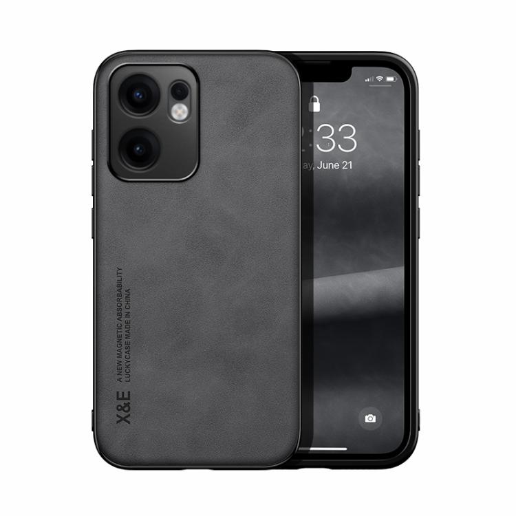 

For OPPO Reno13 F 5G Skin Feel Magnetic Leather Back Phone Case(Dark Grey)