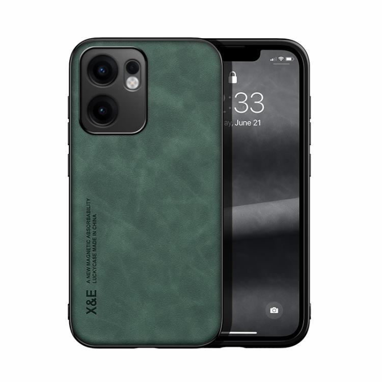 For OPPO Reno13 F 5G Skin Feel Magnetic Leather Back Phone Case(Green)
