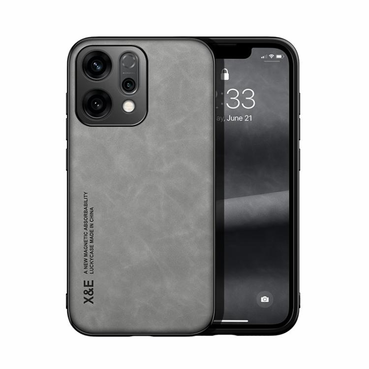 

For OPPO Reno14 Global Skin Feel Magnetic Leather Back Phone Case(Light Grey)