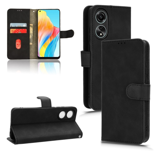 For OPPO A58 4G Skin Feel Magnetic Flip Leather Phone Case(Black)