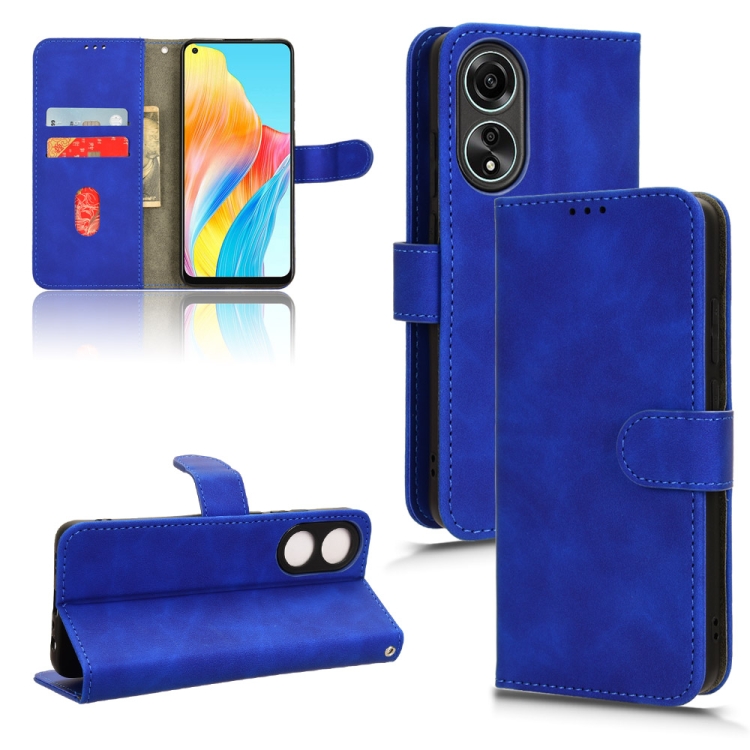 

For OPPO A58 4G Skin Feel Magnetic Flip Leather Phone Case(Blue)