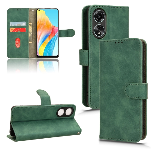 

For OPPO A58 4G Skin Feel Magnetic Flip Leather Phone Case(Green)