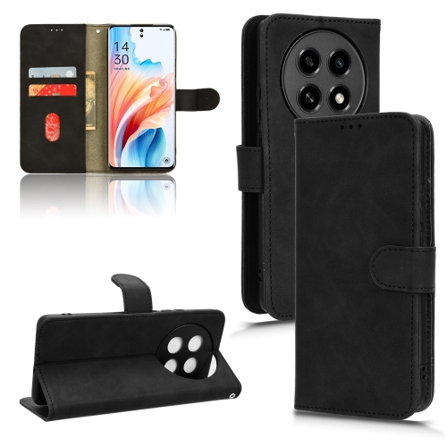 

For OPPO A2 Pro Skin Feel Magnetic Flip Leather Phone Case(Black)