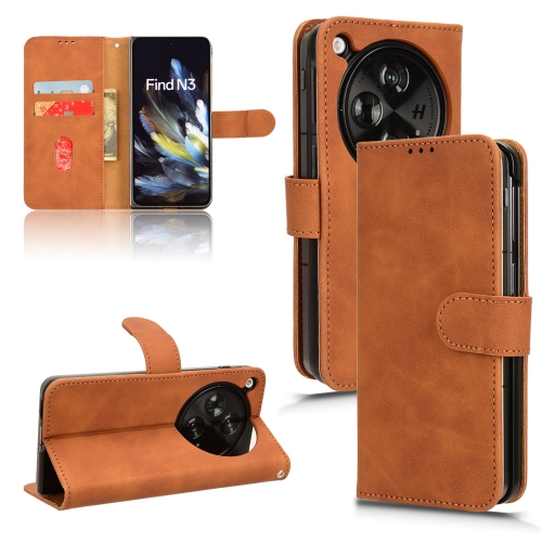 

For OPPO Find N3 Skin Feel Magnetic Flip Leather Phone Case(Brown)