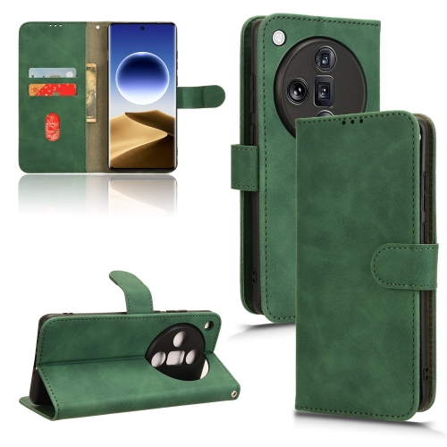 

For OPPO Find X7 Ultra Skin Feel Magnetic Flip Leather Phone Case(Green)