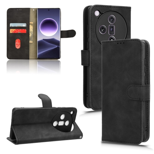 

For OPPO Find X7 Skin Feel Magnetic Flip Leather Phone Case(Black)