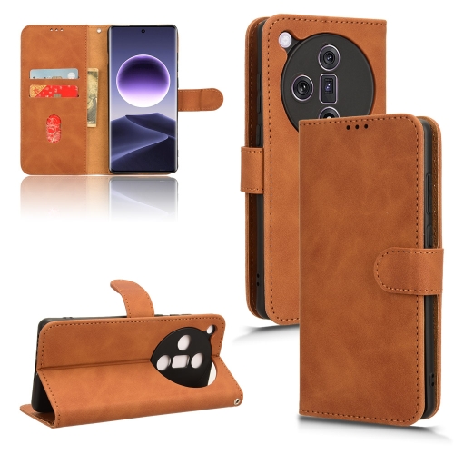 

For OPPO Find X7 Skin Feel Magnetic Flip Leather Phone Case(Brown)