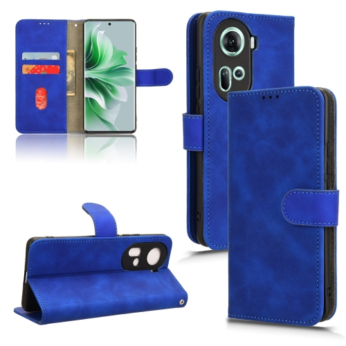 

For OPPO Reno11 5G Global Skin Feel Magnetic Flip Leather Phone Case(Blue)