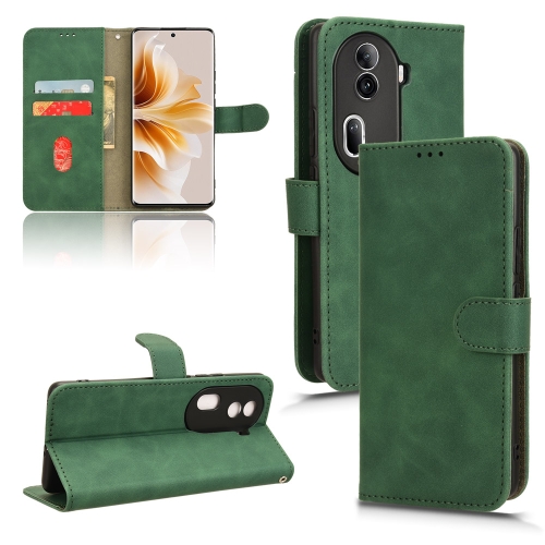 

For OPPO Reno11 Pro Global Skin Feel Magnetic Flip Leather Phone Case(Green)