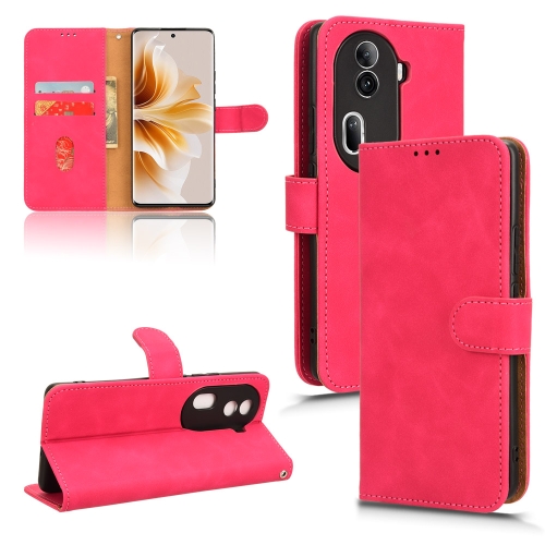 

For OPPO Reno11 Pro Global Skin Feel Magnetic Flip Leather Phone Case(Rose Red)