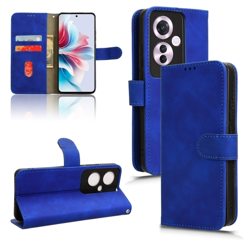 

For OPPO Reno11 F Skin Feel Magnetic Flip Leather Phone Case(Blue)