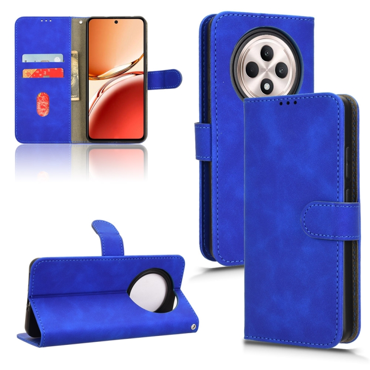 

For OPPO Reno12 F 5G Skin Feel Magnetic Flip Leather Phone Case(Blue)