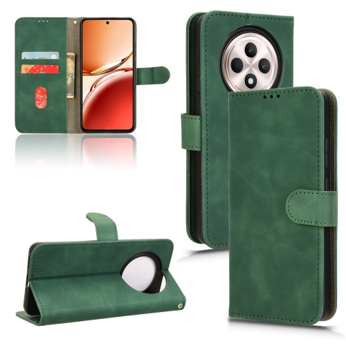 

For OPPO Reno12 F 5G Skin Feel Magnetic Flip Leather Phone Case(Green)
