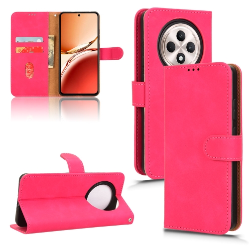 

For OPPO Reno12 F 5G Skin Feel Magnetic Flip Leather Phone Case(Rose Red)