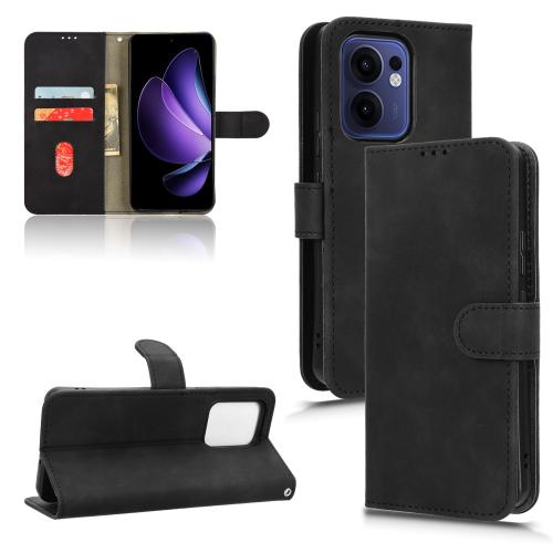 

For OPPO Reno13 F 5G Skin Feel Magnetic Flip Leather Phone Case(Black)