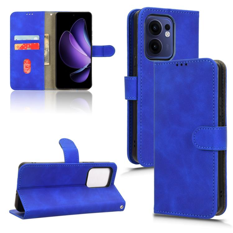 

For OPPO Reno13 F 5G Skin Feel Magnetic Flip Leather Phone Case(Blue)
