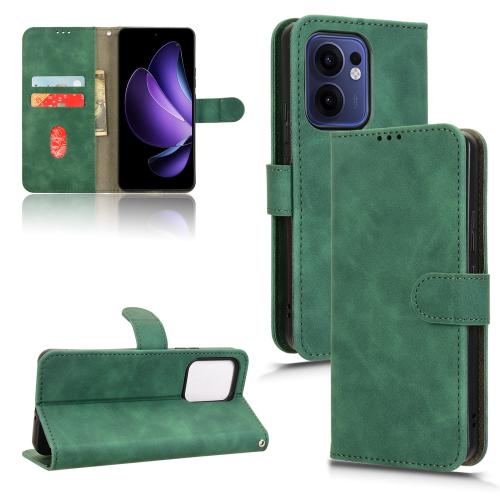 

For OPPO Reno13 F 5G Skin Feel Magnetic Flip Leather Phone Case(Green)