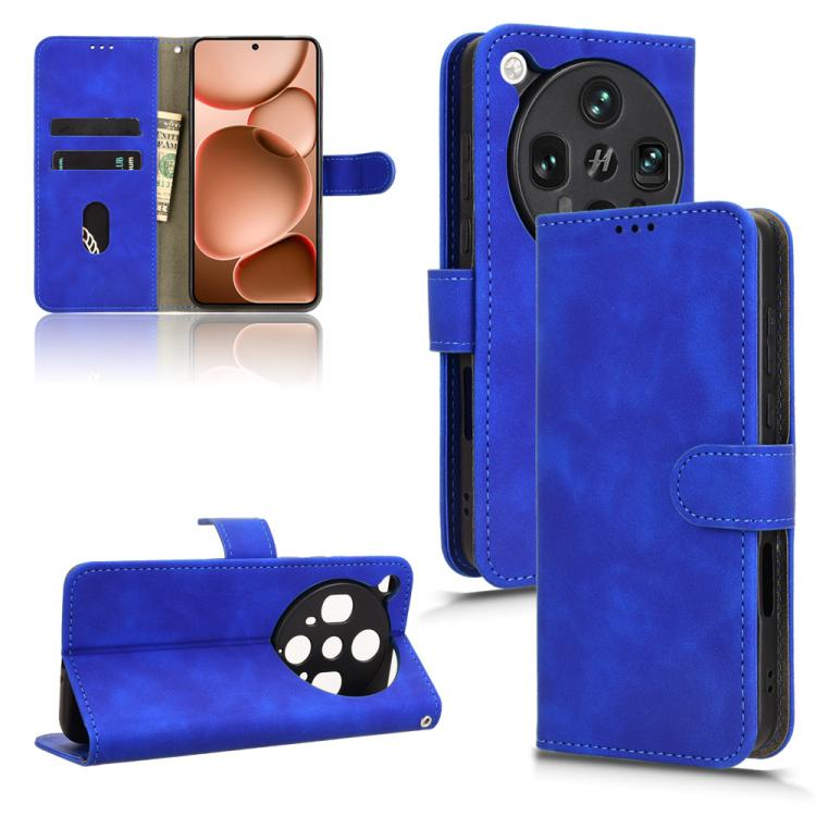 

For OPPO Find X8 Ultra 5G Skin Feel Magnetic Flip Leather Phone Case(Blue)