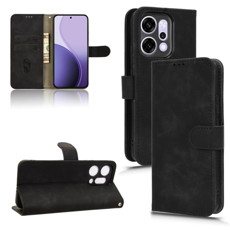 

For OPPO Reno14 Global Skin Feel Magnetic Flip Leather Phone Case(Black)