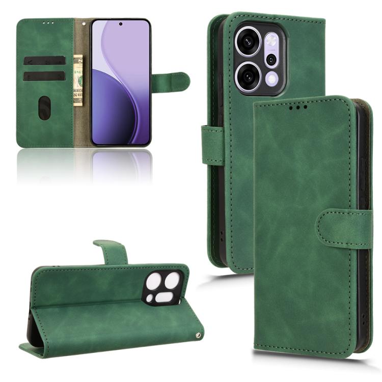 

For OPPO Reno14 Global Skin Feel Magnetic Flip Leather Phone Case(Green)