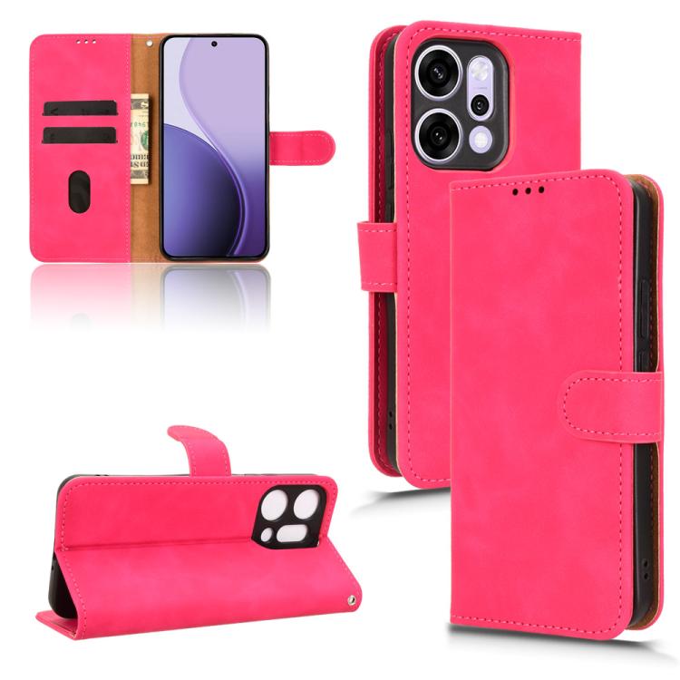 

For OPPO Reno14 Pro Global Skin Feel Magnetic Flip Leather Phone Case(Rose Red)