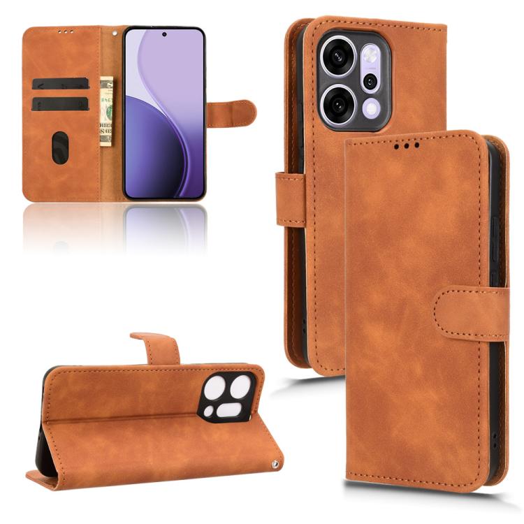 

For OPPO Reno14 Pro Global Skin Feel Magnetic Flip Leather Phone Case(Brown)