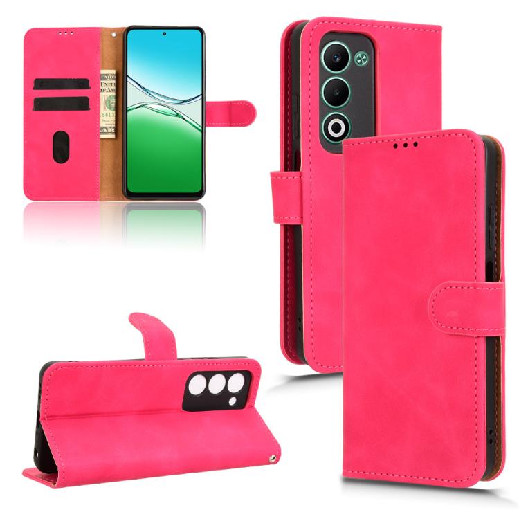

For OPPO A5 5G Global Skin Feel Magnetic Flip Leather Phone Case(Rose Red)