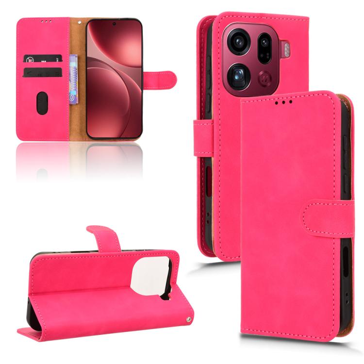 

For OPPO Find X9 Pro Skin Feel Magnetic Flip Leather Phone Case(Rose Red)