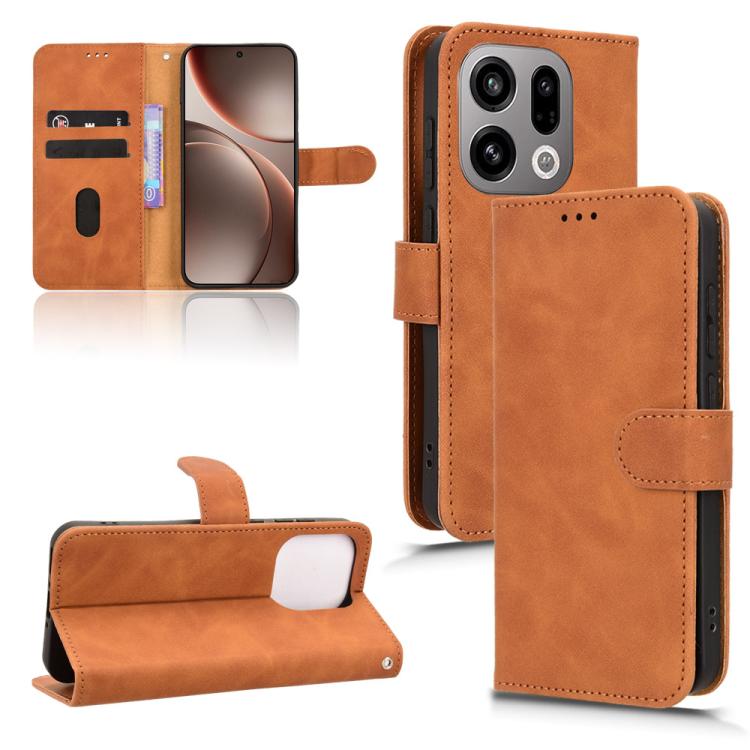 

For OPPO Find X9 Skin Feel Magnetic Flip Leather Phone Case(Brown)