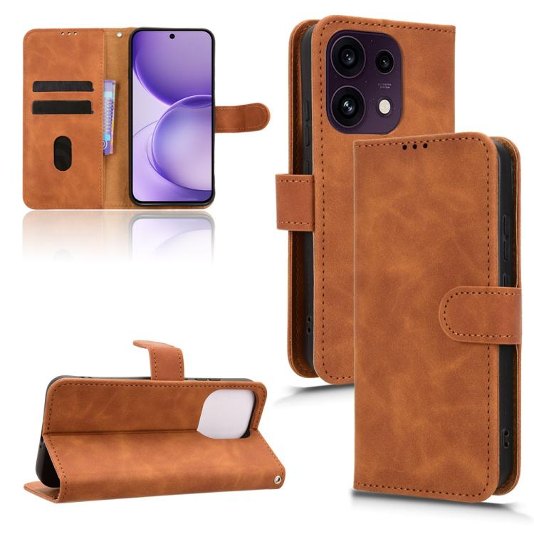 For OPPO Reno16 Pro 5G Global Skin Feel Magnetic Flip Leather Phone Case(Brown)