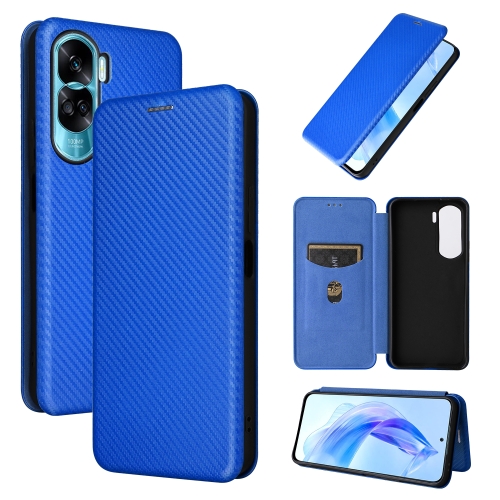 

For Honor 90 Lite / X50i Carbon Fiber Texture Flip Leather Phone Case(Blue)