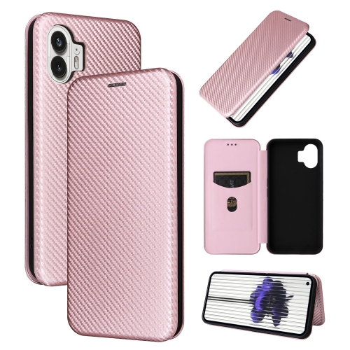 

For Nothing Phone 2 Carbon Fiber Texture Flip Leather Phone Case(Pink)