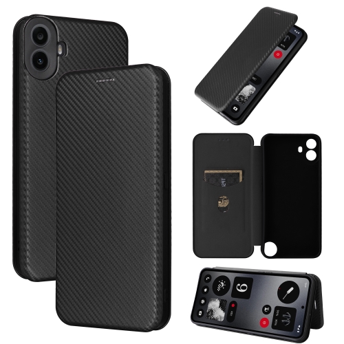 

For Nothing CMF Phone 1 Carbon Fiber Texture Flip Leather Phone Case(Black)