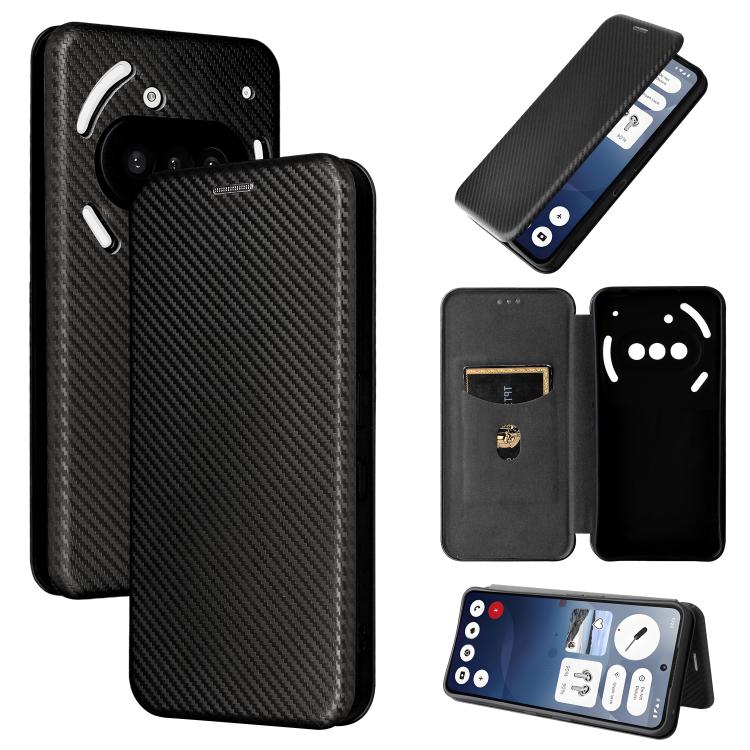 

For Nothing Phone 3a Carbon Fiber Texture Flip Leather Phone Case(Black)