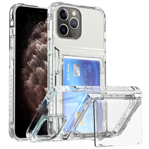 

For iPhone 11 Pro Max Crystal Clear Flip Card Slot Phone Case(Transparent)