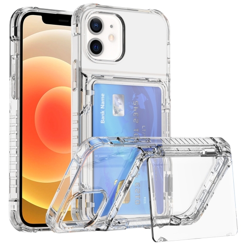 

For iPhone 12 / 12 Pro Crystal Clear Flip Card Slot Phone Case(Transparent)