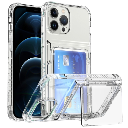 

For iPhone 12 Pro Max Crystal Clear Flip Card Slot Phone Case(Transparent)