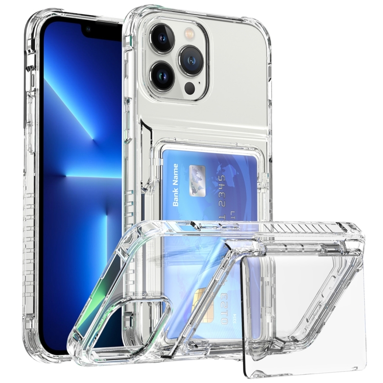 

For iPhone 13 Pro Crystal Clear Flip Card Slot Phone Case(Transparent)