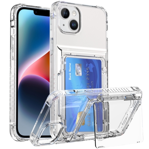 

For iPhone 14 Plus Crystal Clear Flip Card Slot Phone Case(Transparent)