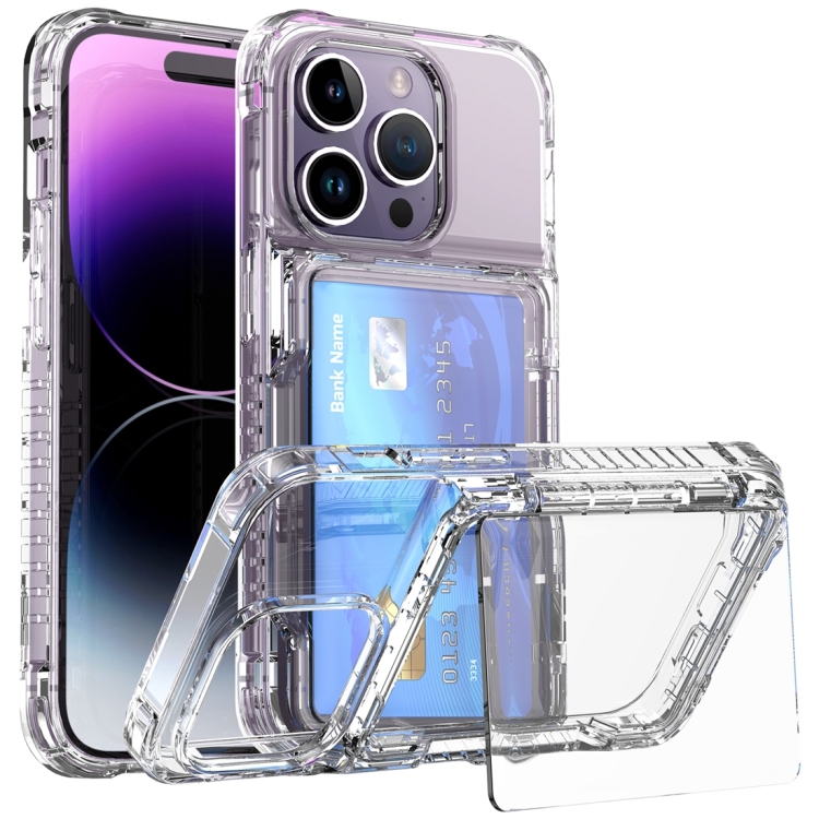 

For iPhone 14 Pro Crystal Clear Flip Card Slot Phone Case(Transparent)