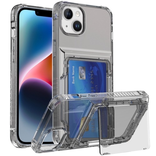 

For iPhone 15 Crystal Clear Flip Card Slot Phone Case(Transparent Black)