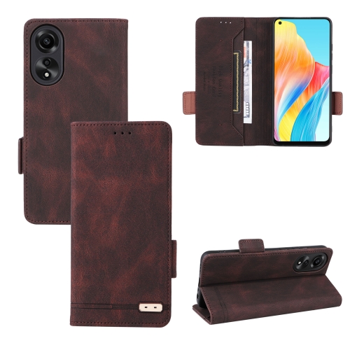 

For OPPO A78 4G Magnetic Clasp Leather Phone Case(Brown)