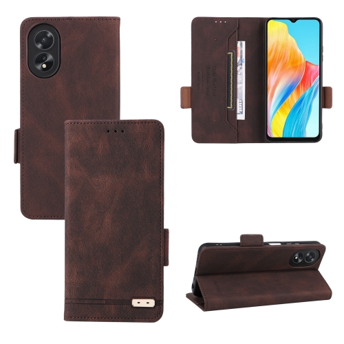 

For OPPO A38 / A18 Magnetic Clasp Leather Phone Case(Brown)