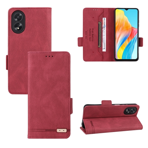 

For OPPO A38 / A18 Magnetic Clasp Leather Phone Case(Red)