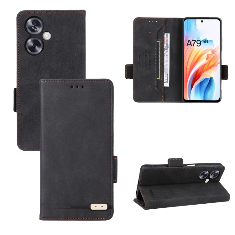 

For OPPO A79 5G Magnetic Clasp Leather Phone Case(Black)