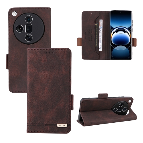 

For OPPO Find X7 Ultra Magnetic Clasp Leather Phone Case(Brown)